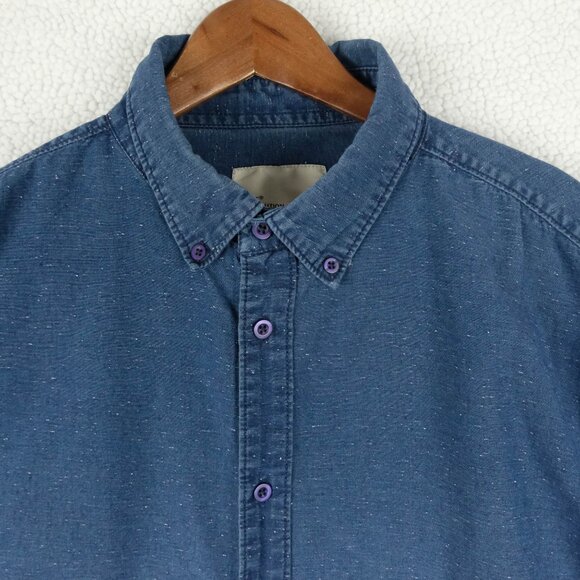 RVLT Shirt Mens Extra Large Blue Button Down Long Sleeve Casual Retro Please se - Picture 2 of 8